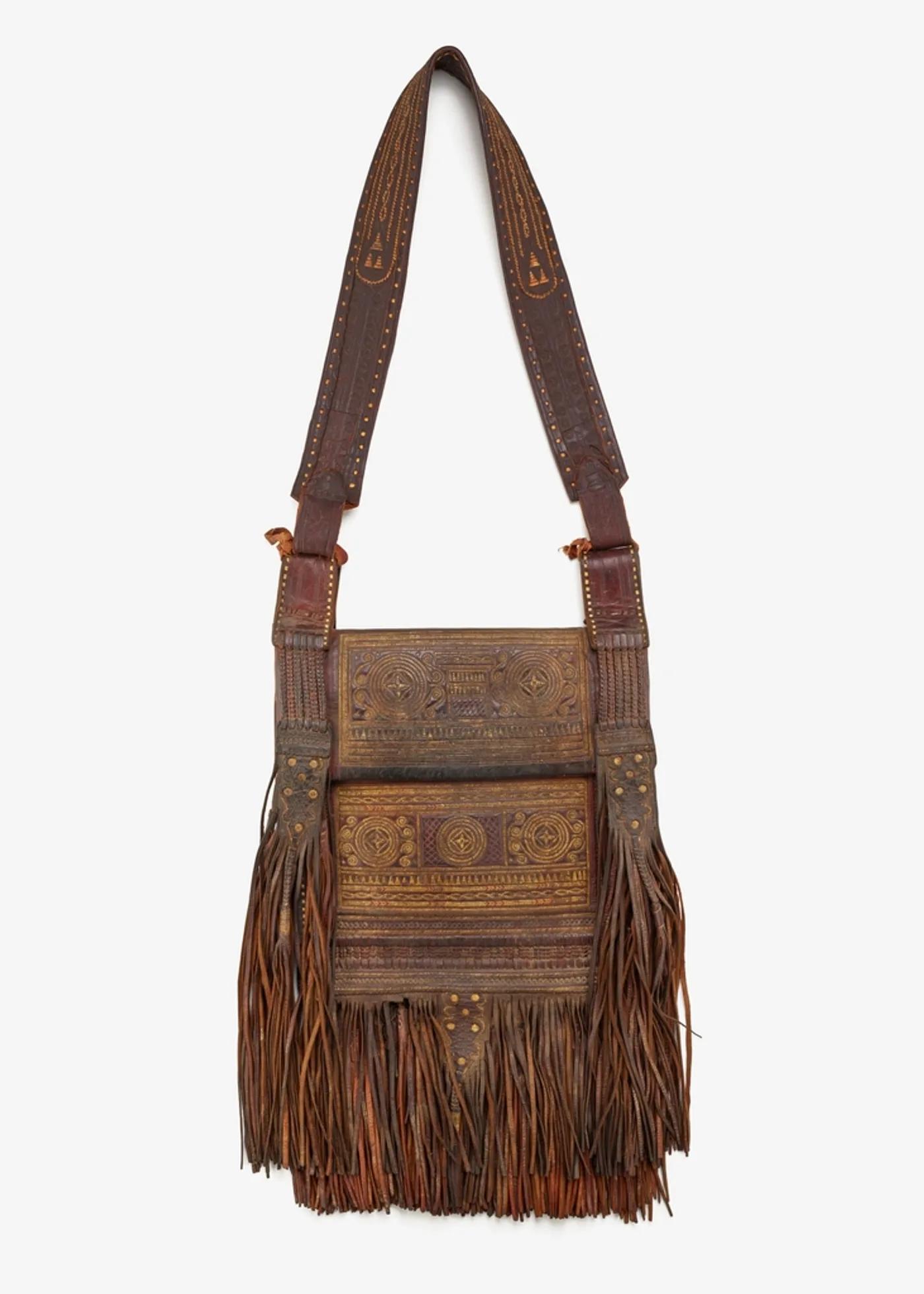 Tooled Leather Fringe Sling